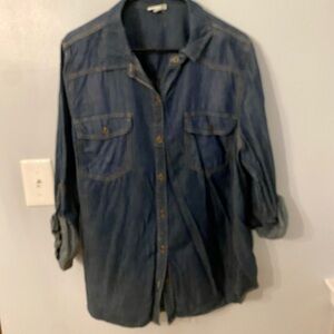 a.n.a Plus Size 1x Denim Blouse